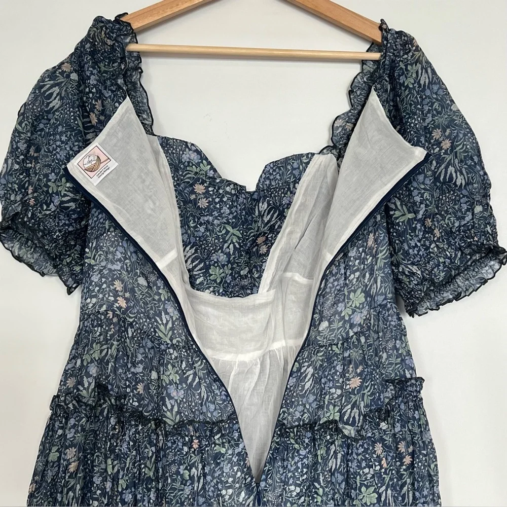 NWOT Linenniave JULIA 35 FLORAL LINEN DRESS Midnight Floral Medium - Picture 14 of 16